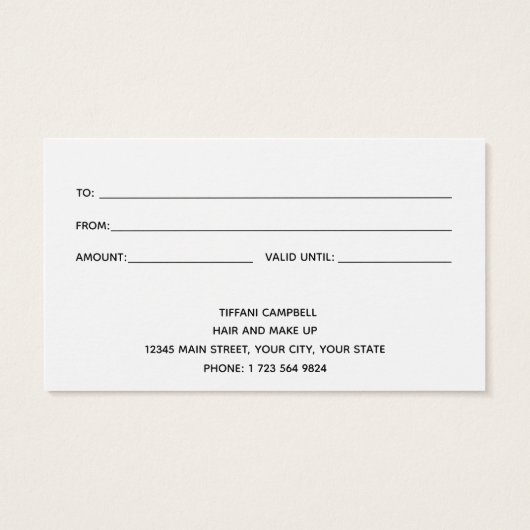 Certificat cadeau de marbre et de Parties scintill (Dos)