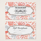 Certificat cadeau de modèle floral (Devant & derrière)