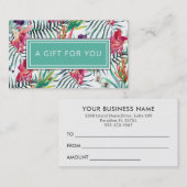 Certificat cadeau de modèle floral tropical exotiq (Devant / Derrière)