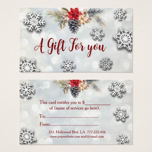 certificat cadeau de Noël/botanique de vacances (Devant & derrière)