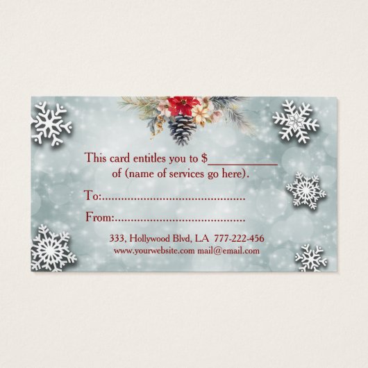 certificat cadeau de Noël/botanique de vacances (Dos)