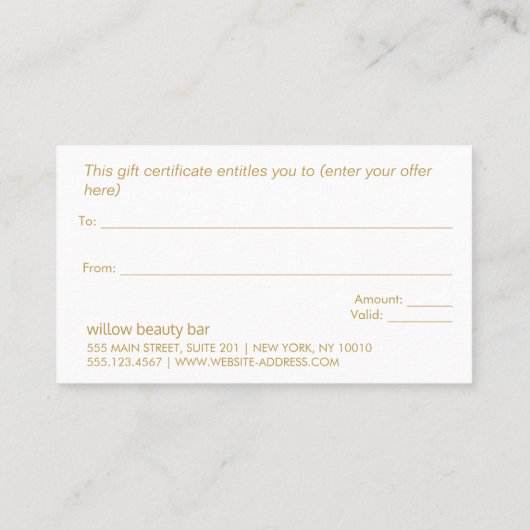 Certificat cadeau de Noël en bois (Dos)