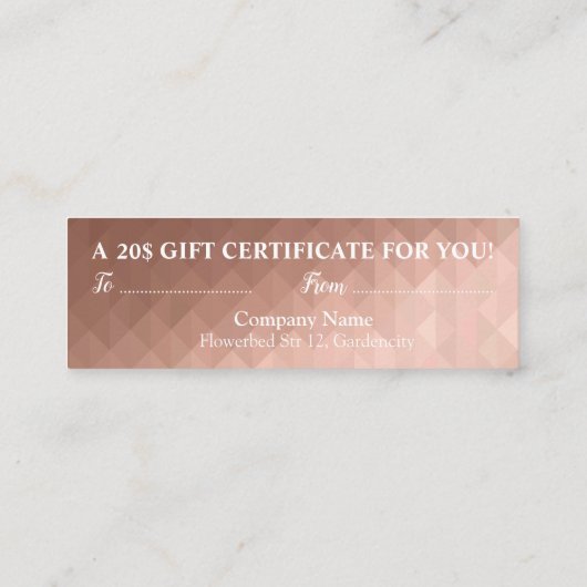 Certificat cadeau de Noël en or rose élégant (Dos)