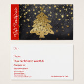 Certificat cadeau de Noël Gold (Devant & derrière)