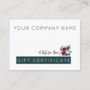 Certificat cadeau de Noël Hunter Green Bourgogne