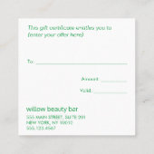 Certificat cadeau de Noël moderne Arbres de vacanc (Dos)