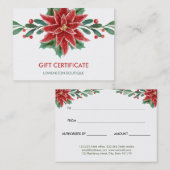 Certificat cadeau de Noël Red Poinsettia (Devant / Derrière)