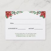 Certificat cadeau de Noël Red Poinsettia (Dos)