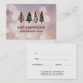 Certificat cadeau de Noël Rose Bokeh (Devant / Derrière)