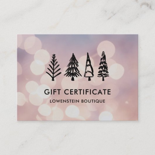 Certificat cadeau de Noël Rose Bokeh (Devant)