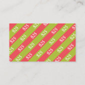 Certificat cadeau de Noël ruban vert rouge 25 $ (Dos)