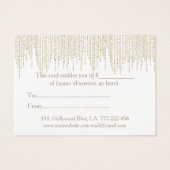 certificat cadeau de Noël/vacances or éblouissant (Dos)