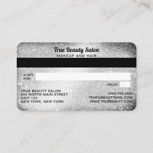 Certificat cadeau de Parties scintillant argent un (Dos)