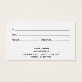 Certificat cadeau de Parties scintillant d'aquarel (Dos)