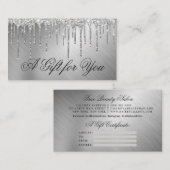 Certificat cadeau de Parties scintillant en métal  (Devant / Derrière)