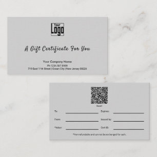 Certificat cadeau de petite entreprise sophistiqué