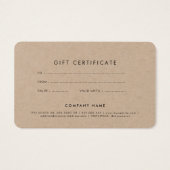 Certificat cadeau de police kraft design moderne (Dos)