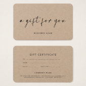 Certificat cadeau de police kraft design moderne (Devant & derrière)