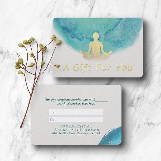 Certificat Cadeau de Professeur de YOGA à l'Aquare
