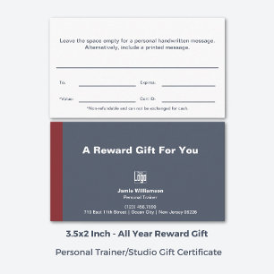 Certificat cadeau de récompense de stagiaire perso