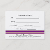 Certificat cadeau de salon (Dos)