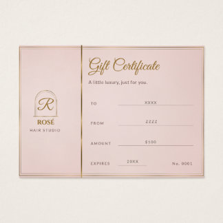 Certificat Cadeau de Salon Rose Pâle et Or Monogra