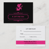 Certificat cadeau de salon (rose profond) (Devant / Derrière)