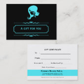 Certificat cadeau de salon (Turquiose) (Devant / Derrière)