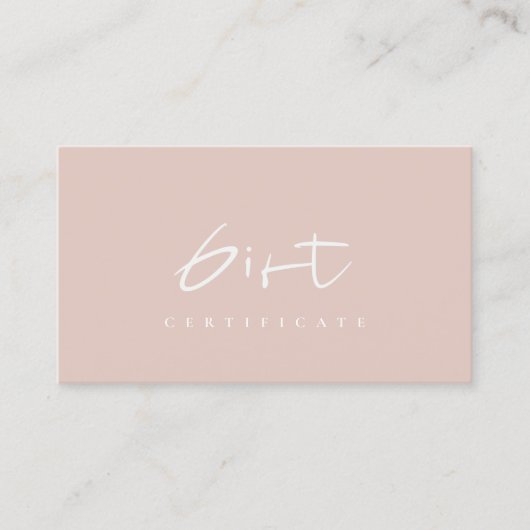 Certificat cadeau de script rose sombre minimal (Devant)