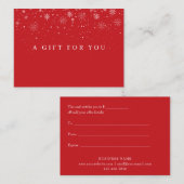 Certificat cadeau de Snowflakes d'affaires de vaca (Devant / Derrière)