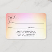 Certificat cadeau de style carte de crédit (Dos)