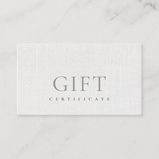Certificat cadeau de texture blanche gris ligne mi (Devant)