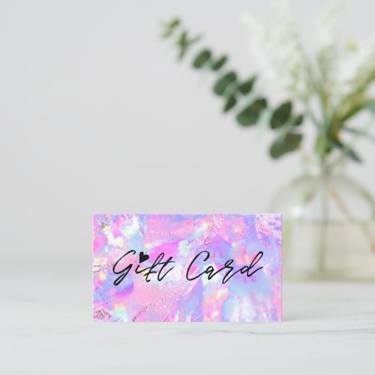 certificat cadeau de texture opale rose violet (Debout devant)