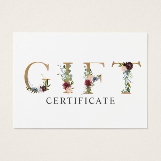 Certificat cadeau de typographie florale (Devant)