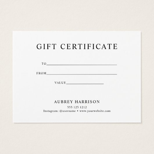 Certificat cadeau de typographie florale (Dos)