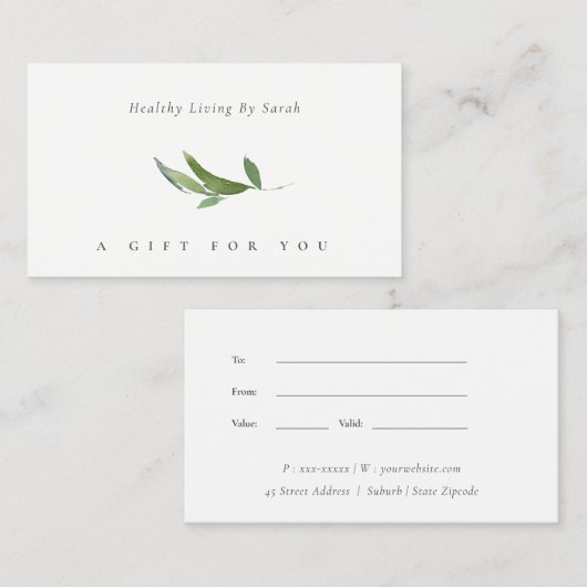 Certificat cadeau de vol de la branche feuillue mi (Devant / Derrière)