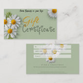 Certificat cadeau d'entreprise (Devant / Derrière)