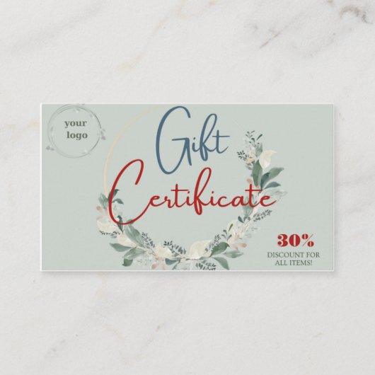 Certificat cadeau d'entreprise (Devant)