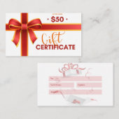 Certificat cadeau d'entreprise (Devant / Derrière)