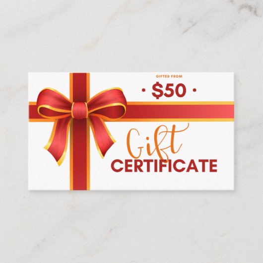 Certificat cadeau d'entreprise (Devant)