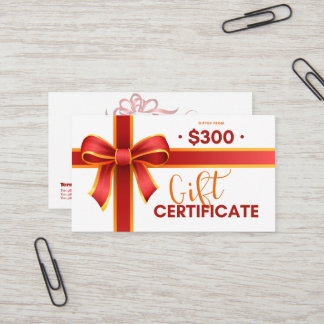 Certificat cadeau d'entreprise 300 $