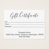 Certificat cadeau d'entreprise avec logo (Dos)