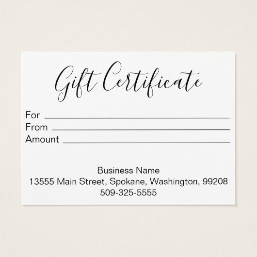 Certificat cadeau d'entreprise avec logo (Dos)