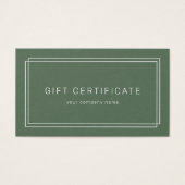 Certificat cadeau d'entreprise AVERY Rustique Vert (Devant)