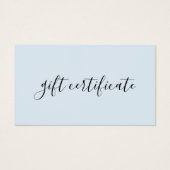 Certificat cadeau d'entreprise bleu pastel moderne (Devant)
