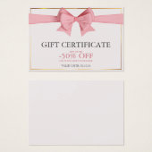 Certificat cadeau d'entreprise élégant de crème (Devant & derrière)