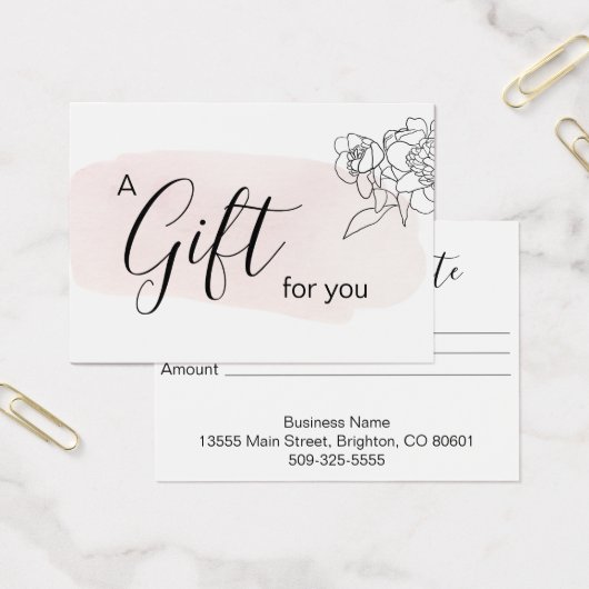 Certificat cadeau d'entreprise Feminine Rose Laver (Bureau)