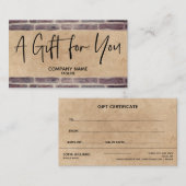 Certificat cadeau d'entreprise Kraft simple et rus (Devant / Derrière)