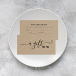 Certificat cadeau d'entreprise minimaliste Kraft m<br><div class="desc">Personnalisez le texte personnalisé ci-dessus. Vous pouvez trouver d'autres éléments de coordination dans notre collection "Office minimaliste simple et moderne". **VEUILLEZ NOTER : Le look Kraft de ceci est un effet simulé de faux kraft à l'aide d'une photo de haute qualité de papier kraft.</div>