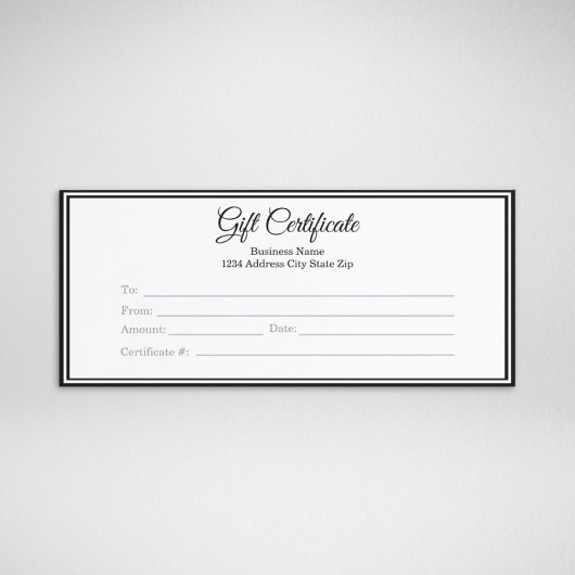 Certificat cadeau d'entreprise - Modèle imprimé